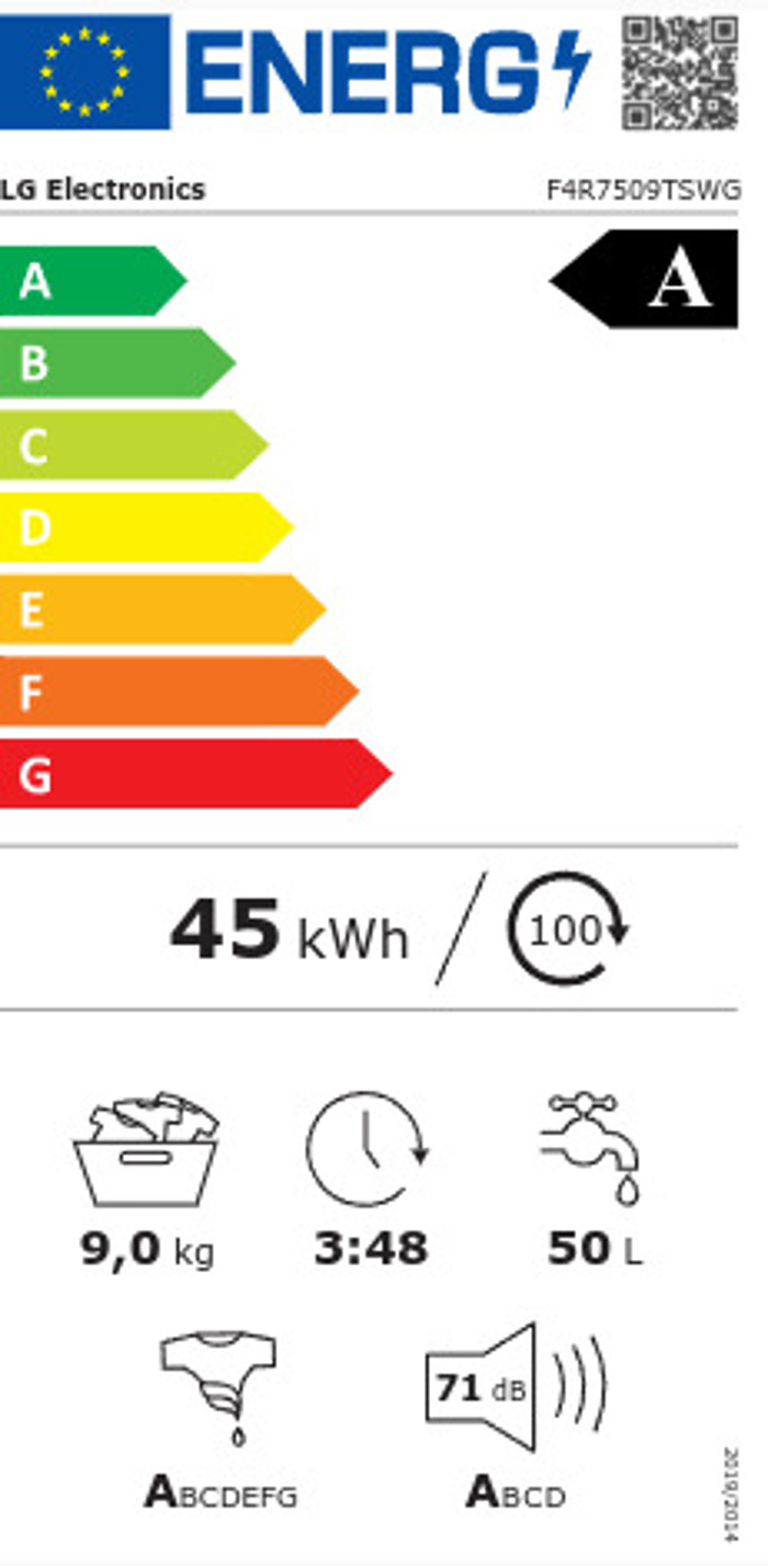 LG F4R7509TSWG (Pluntirio Rouxon 9kg 1400 Strofon me Atmo & Wi-Fi)