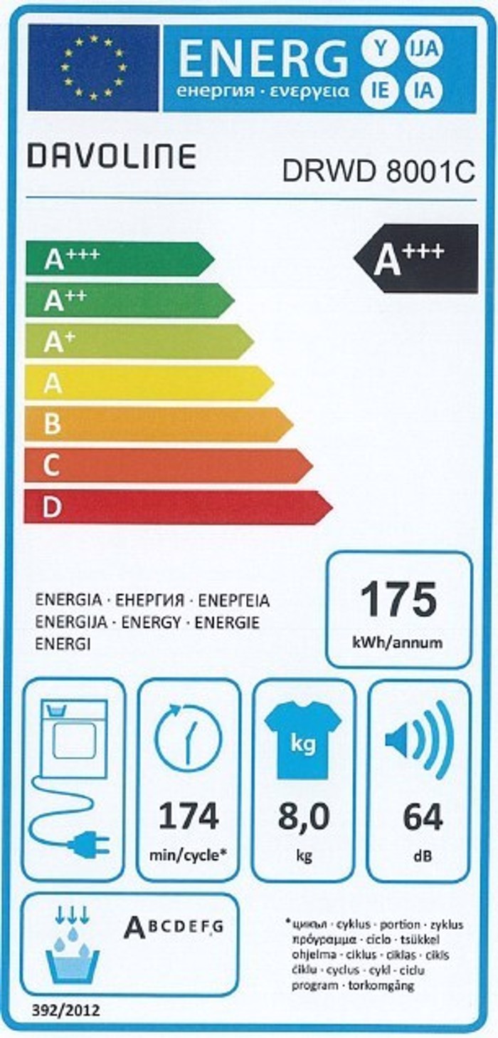 Davoline DRWD 8001C Stegotirio 8kg A+++ me Antlia Thermotitas
