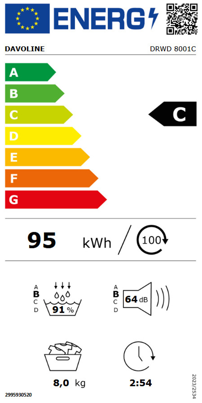 Davoline DRWD 8001C Stegotirio 8kg A+++ me Antlia Thermotitas