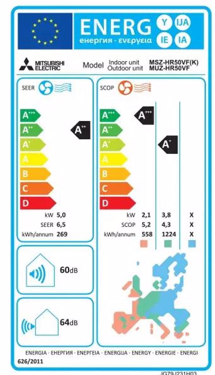 Mitsubishi Electric MSZ-HR50VFK/MUZ-HR50VF 18000 Btu
