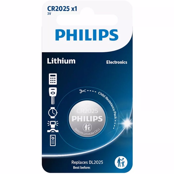 Philips CR2025/01GRS 1tmx (Mpataria Lithiou CR2025 150mAh 3V)