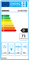 Eskimo ES HDF72BL Απορροφητήρας Ελεύθερος 70cm - 4 ΕΤΗ ΕΓΓΥΗΣΗ Eskimo ES HDF72BL Aporrofitiras Eleftheros 70cm - 4 ETI EGuISI