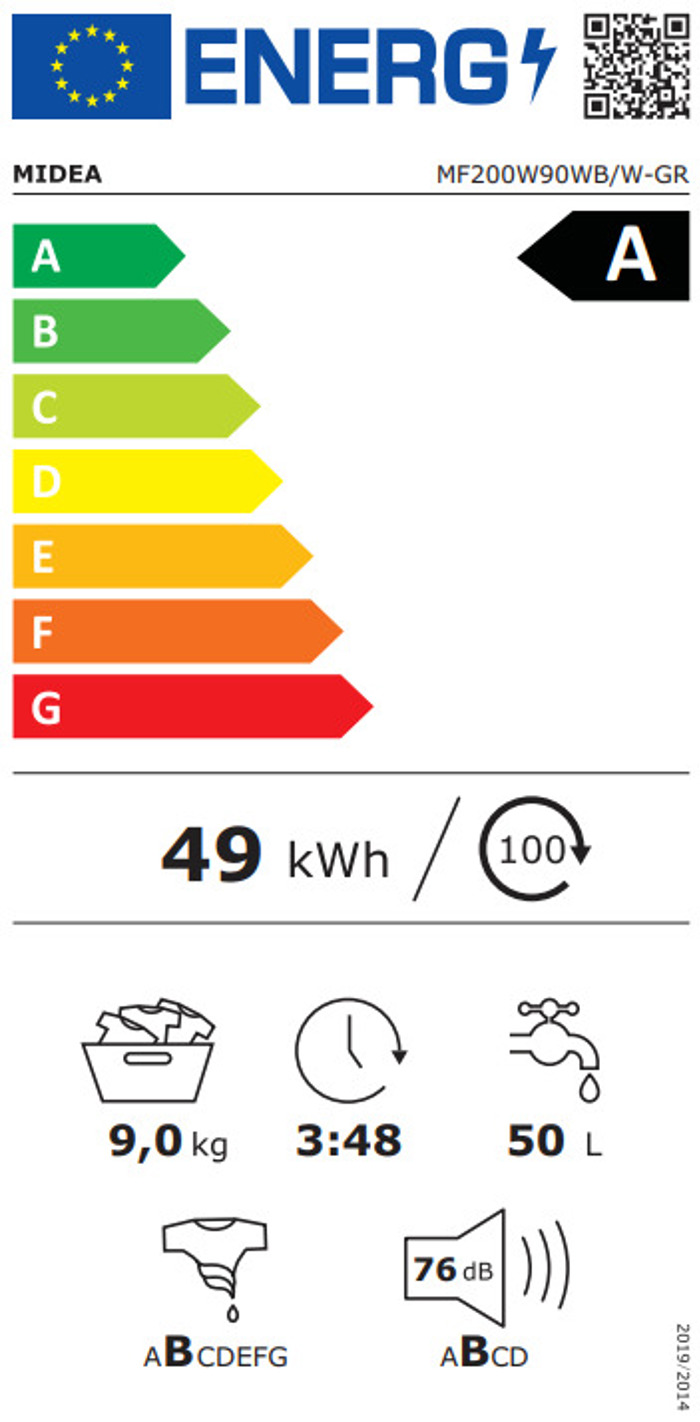 Midea MF200W90WB/W-GR Pluntirio Rouxon 9kg 1400 Strofon