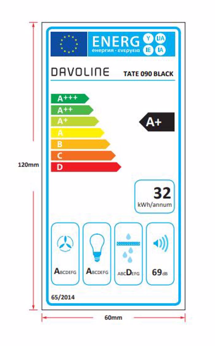 Davoline TATE 090 BL Aporrofitiras Kaminada Toixou 90cm