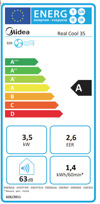 Midea MPPT- 2CRN7-QB6 White Real Cool 35 (Forito Klimatistiko 12000 BTU Psuxis)