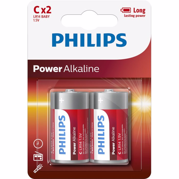 Philips LR14P2B/GRS (Alkalikes Bataries upsilis Apodosis C 2tmx)