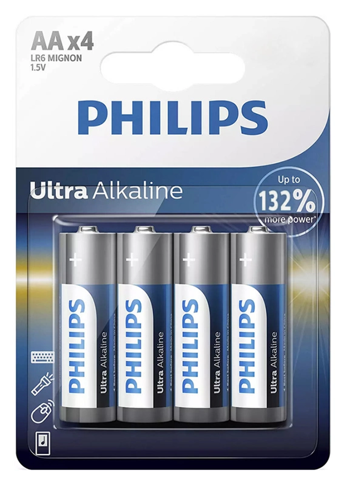 PHILIPS LR6E4B/10 Ultra (Alkalikes Bataries upsilis Apodosis AA 4tmx)
